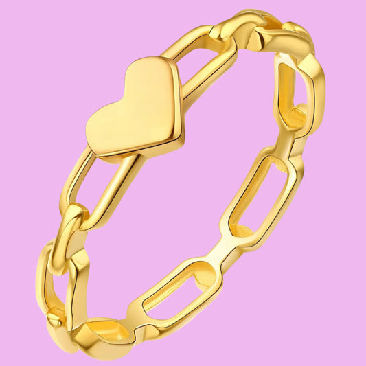 Heart + Chains Ring